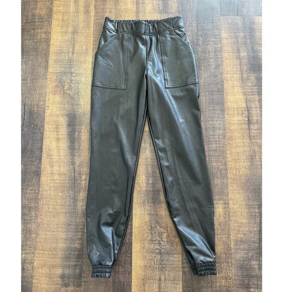 SPANX Pants - SPANX Faux Leather Like Jogger Pants Pull-On Elastic Waist Size Small